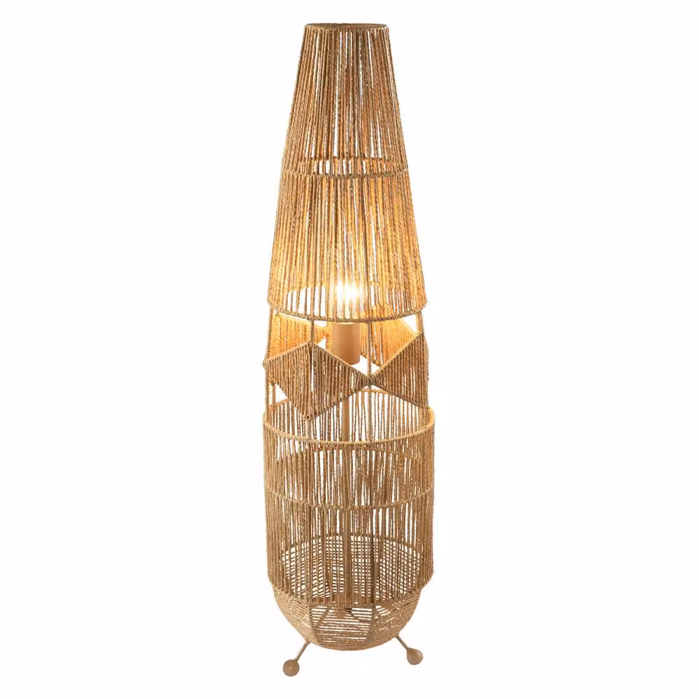 Happy Homewares Moroccan Designed Floor Lamp in Brown with Vintage Twisted Paper and Metal Frame – 2
