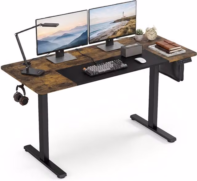 Costway Electric Height Adjustable Standing Desk in Brown