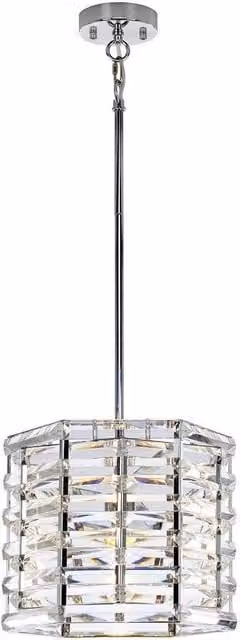 Netlighting Shoal Grey and Transparent Crystal Single Light Pendant with Polished Nickel Finish and E27 Socket – 1