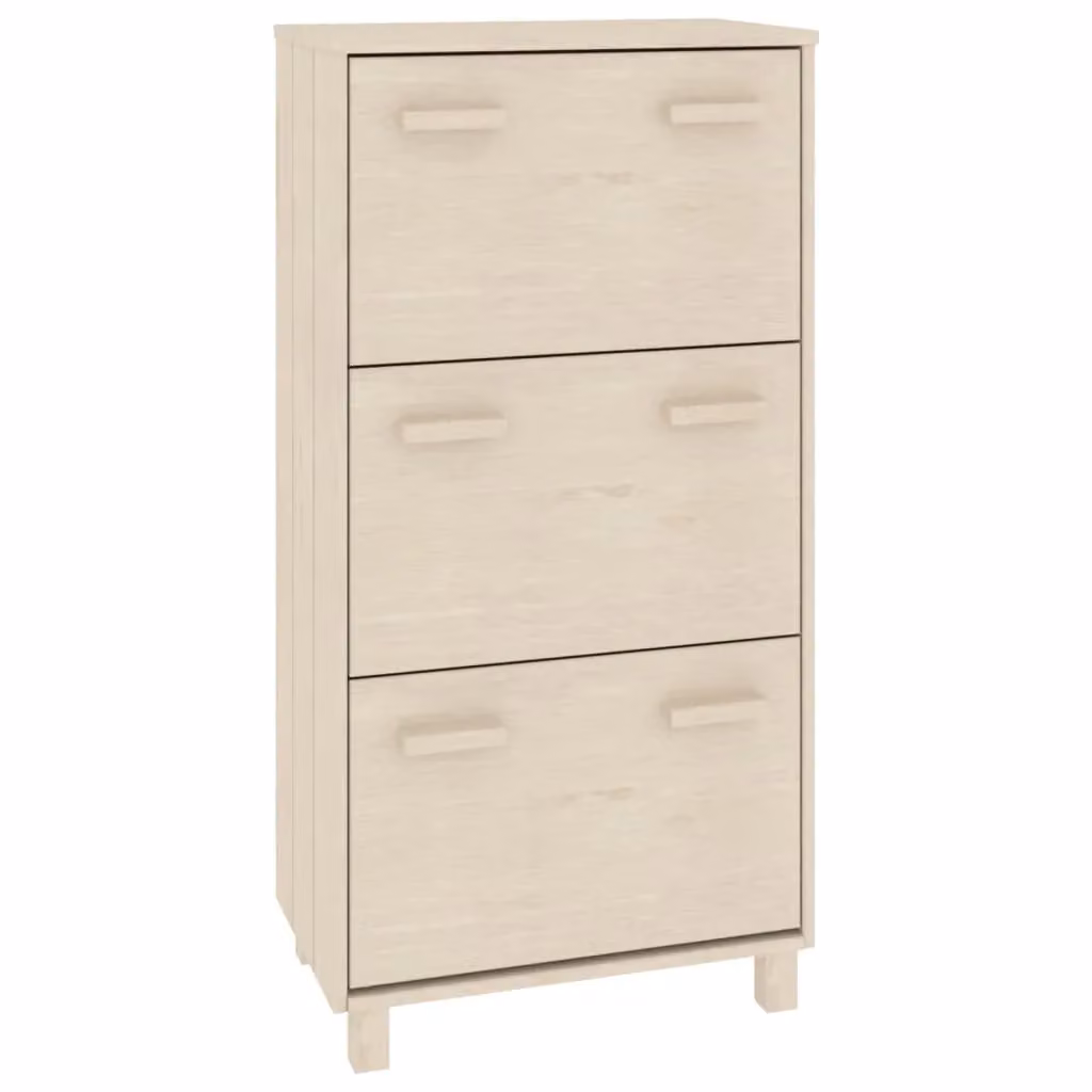 Berkfield Home HAMAR Shoe Cabinet in Honey Brown Solid Pine, W: 59.5 cm, D: 35 cm, H: 117 cm – 2