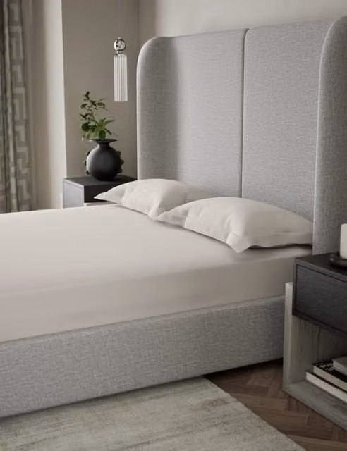 M&S x Kelly Hoppen 500 Thread Count Cotton Sateen Deep Fitted Sheet, Beige, W: 180 cm x L: 200 cm