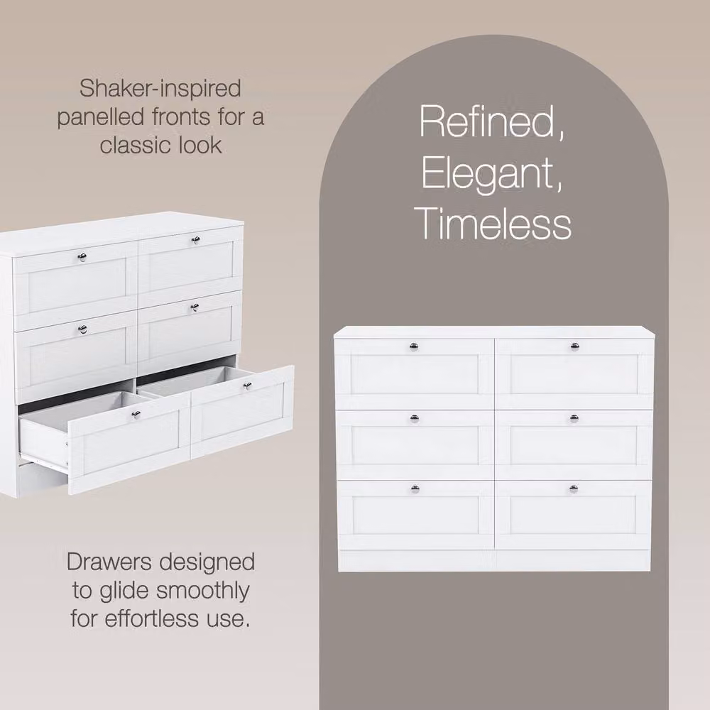 Vida Designs Altino 6 Drawer Wide Chest of Drawers in White – 3