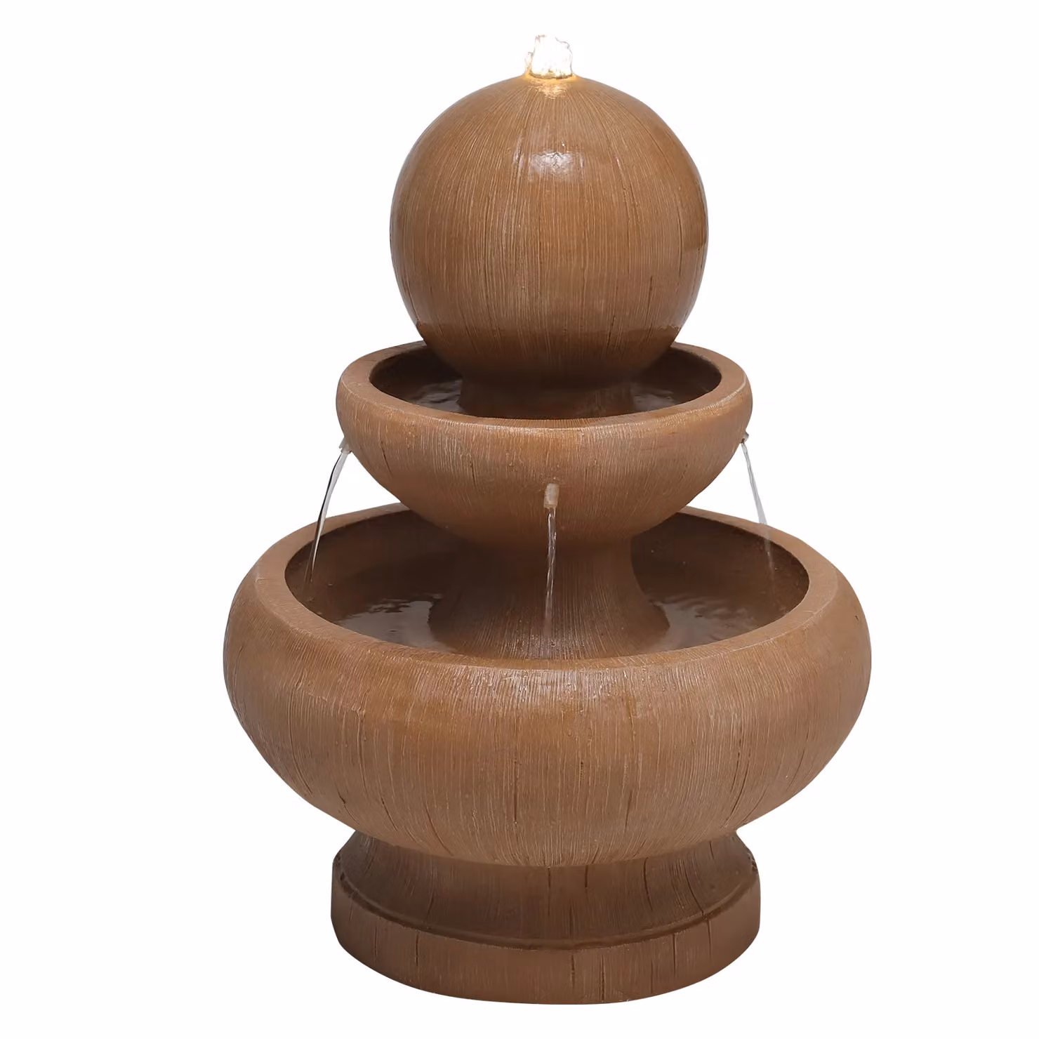 Living and Home Electric Cascade Garden Fountain with LED Light, Brown, H 70 cm x W 52 cm x D 52 cm – 2