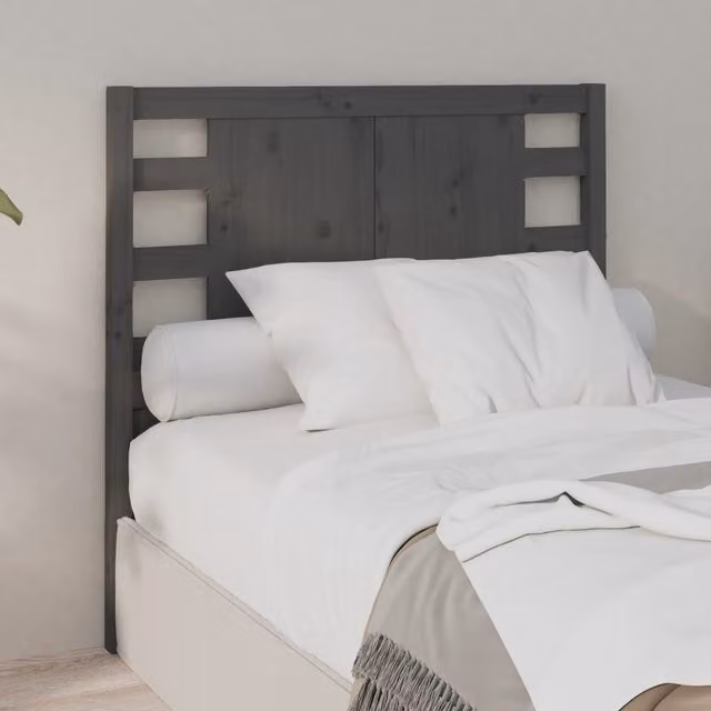 Berkfield Home Grey Solid Pine Wood Headboard, W/D/H: 96 x 4 x 100 cm – 1