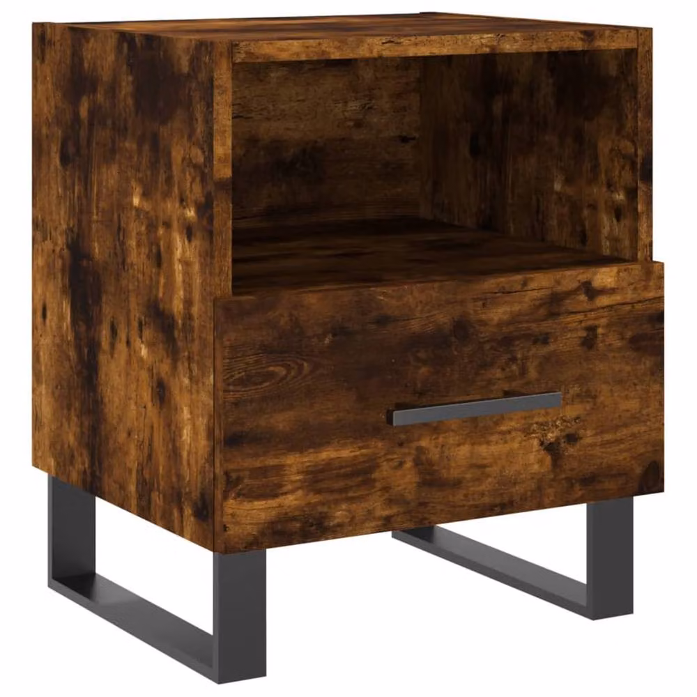 Berkfield Home Modern Bedside Cabinet in Smoked Oak Brown, W/D/H: 40 x 35 x 47.5 cm – 3