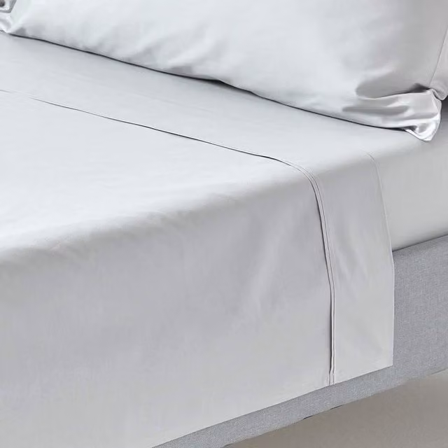 Homescapes 200 Thread Count Egyptian Cotton Percale Flat Sheet, Silver, W x D: 200 x 200 cm