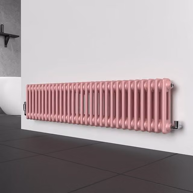 Lux Heat Horizontal Column Radiator in Pastel Pink, 2 Column, W: 30.0 cm, H: 137.0 cm