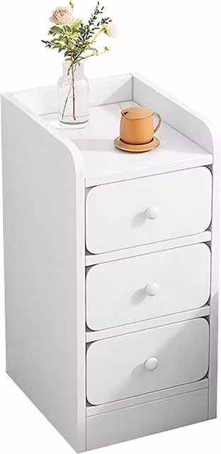 Livingandhome Modern 3-Drawer Bedside Table in White