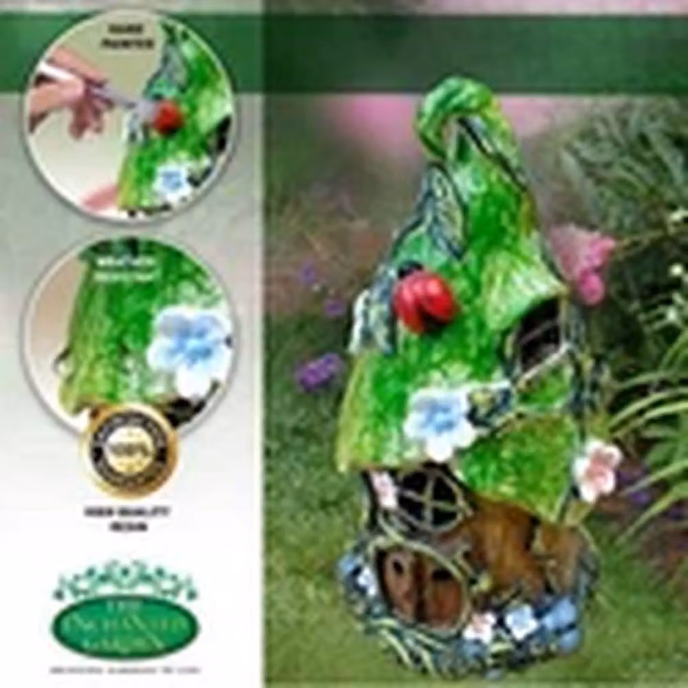 EONLION Solar Fairy House Green Flower Outdoor LED Resin Lawn Decoration, H 22.0 cm x W 13.0 cm x D 12.0 cm – 4