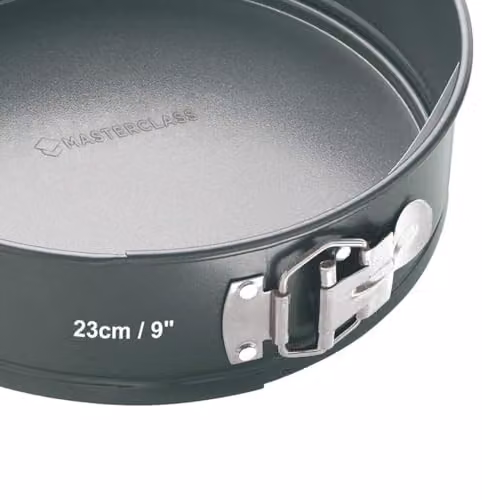 MasterClass Non-Stick Carbon Steel Springform Loose Base Round Cake Tin, Grey, Diameter: 23 cm – 4