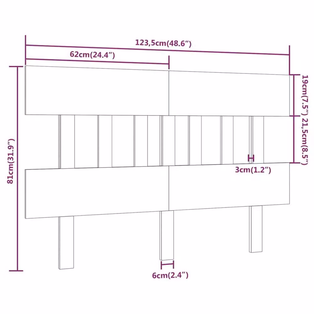Berkfield Home Grey Rustic Solid Pine Wood Bed Headboard W: 123.5 cm, D: 3 cm, H: 81 cm – 4