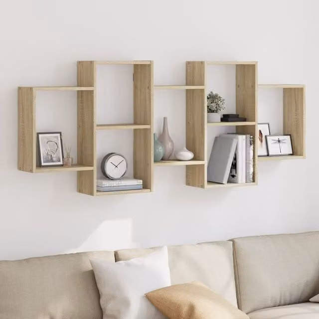 Berkfield Home Wall Mounted Sonoma Oak Shelf in Brown, W/D/H: 159 x 18 x 65 cm – 1