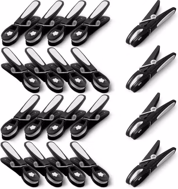 Keplin Black Plastic Laundry Pegs, Pack of 20