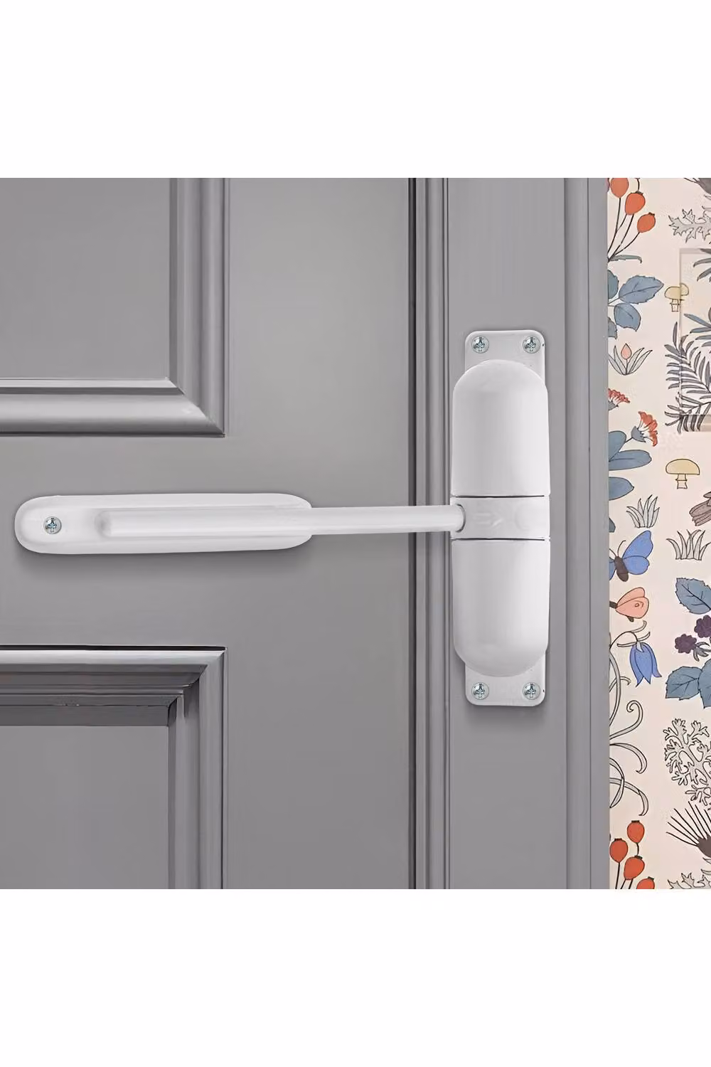 Living and Home White Zinc Alloy Automatic Spring Door Closer with Adjusting Rod and Screws – 2