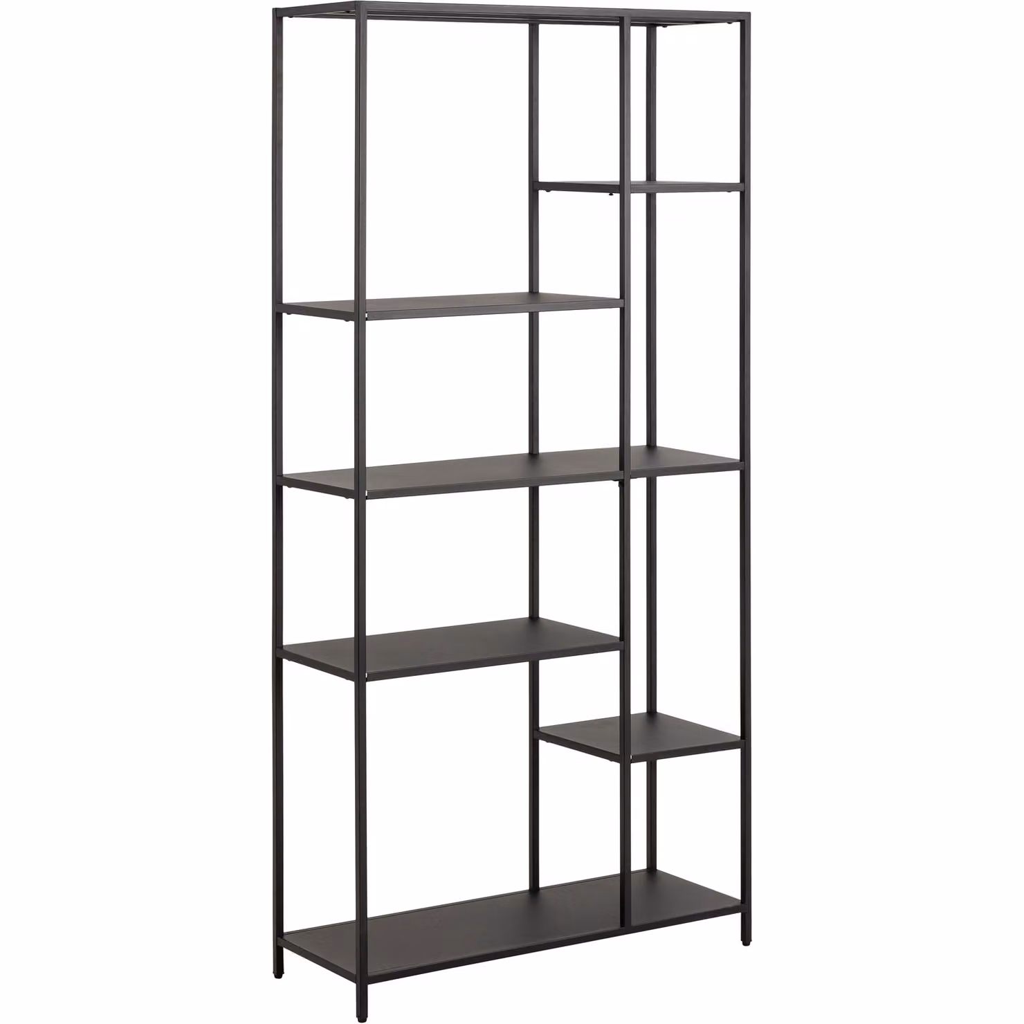 Furniture To Go Newcastle Asymmetrical Industrial Bookcase with 6 Shelves in Matt Black – 2