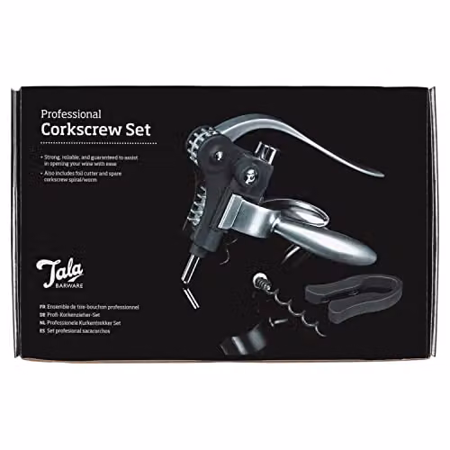 Tala Professional Black Metal Waiters Friend Corkscrew Set with Foil Cutter