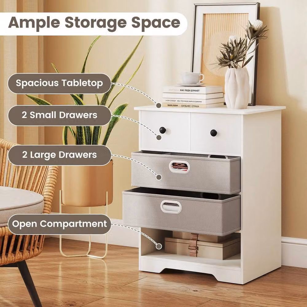 Kelvenix Modern 4-Drawer Dresser Storage Organiser in White – 2