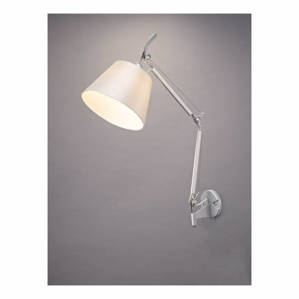 Netlighting Karis Adjustable Wall Light in Silver Chrome with Cream Pearl Shade and E27 Fitting – 2