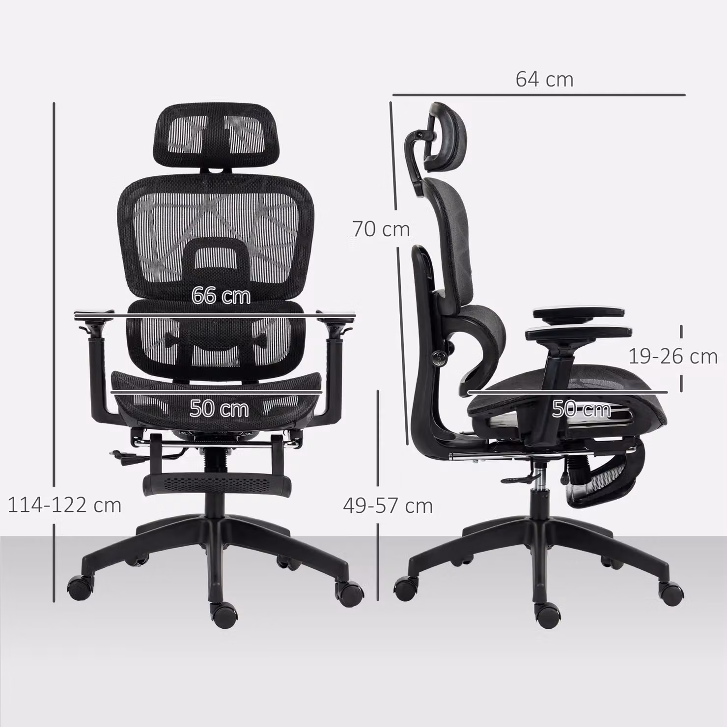 HOMCOM Ergonomic Black Fabric Swivel Office Chair with 3D Armrests and Headrest – 3