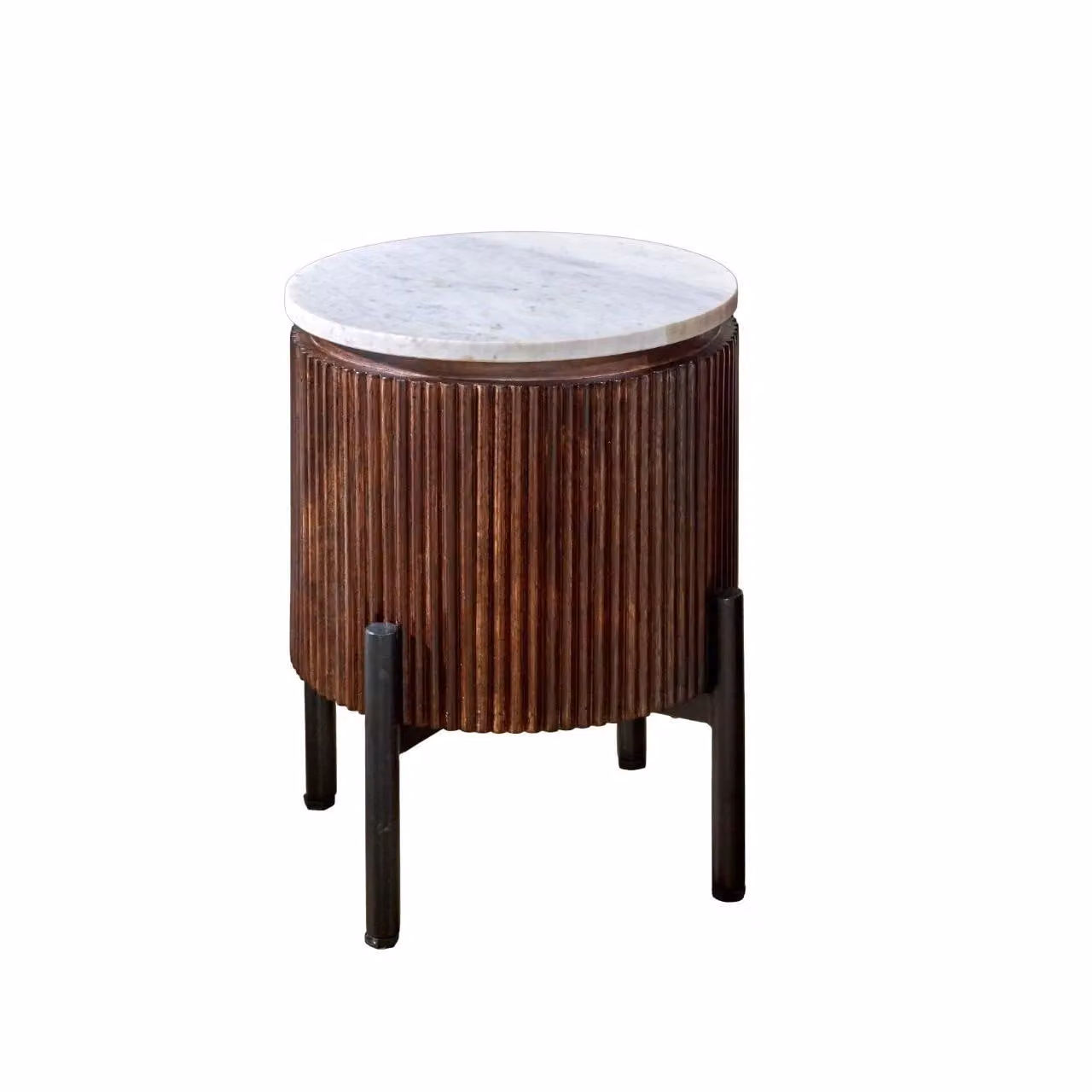 IH Design Tilden Mango Wood Side Table with White Marble Top and Metal Legs, W/D/H: 35 x 35 x 45 cm – 4
