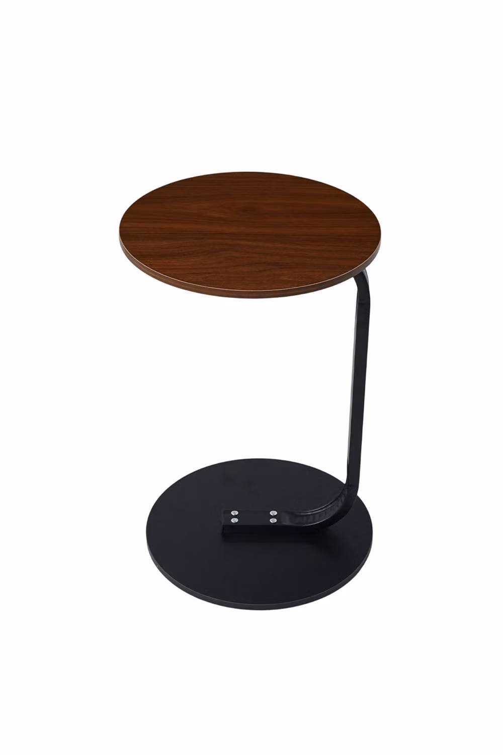 H&O Direct Modern Round Metal Side Table with MDF Tabletop in Black and Brown – 4