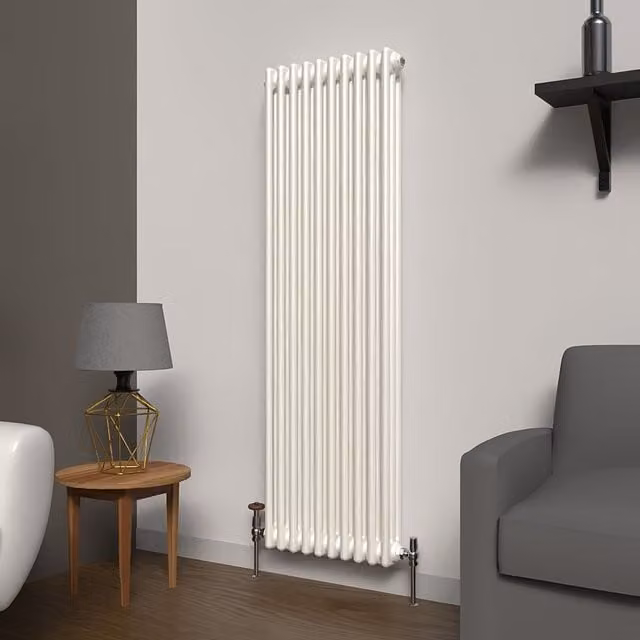 Lux Heat White Vertical 3 Column Traditional Steel Radiator, H: 150 cm, W: 47 cm