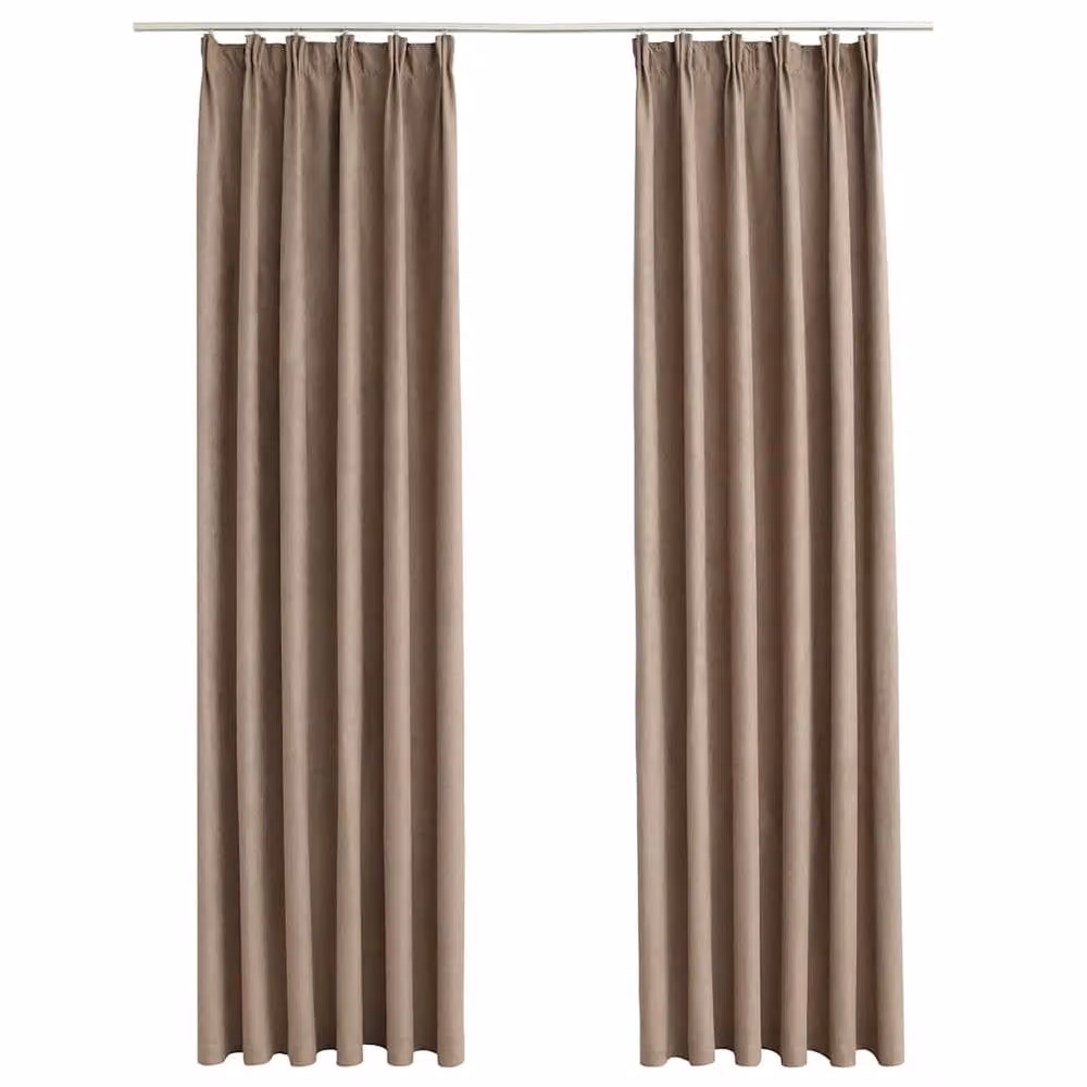 Berkfield Home Elegant Blackout Curtains with Hooks, 2 Pack, Beige, W: 140 cm, H: 225 cm – 3