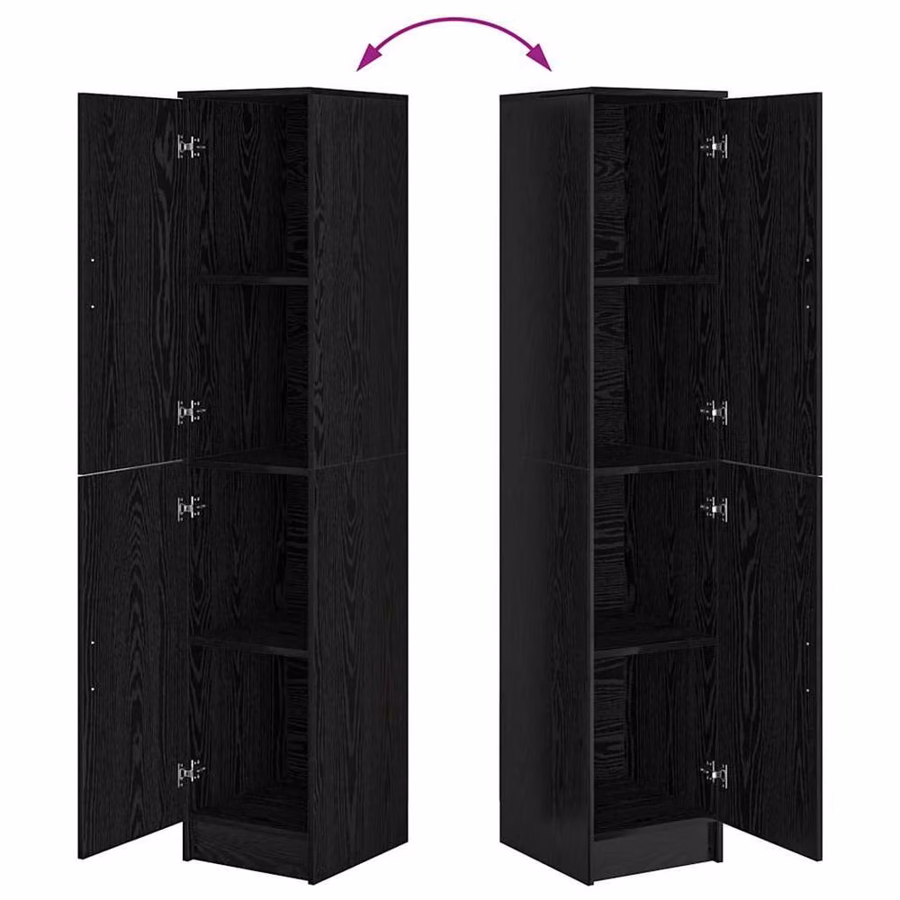 Berkfield Home Modern Black Oak Buffet Cabinet with Hinged Doors and Internal Shelves – 4