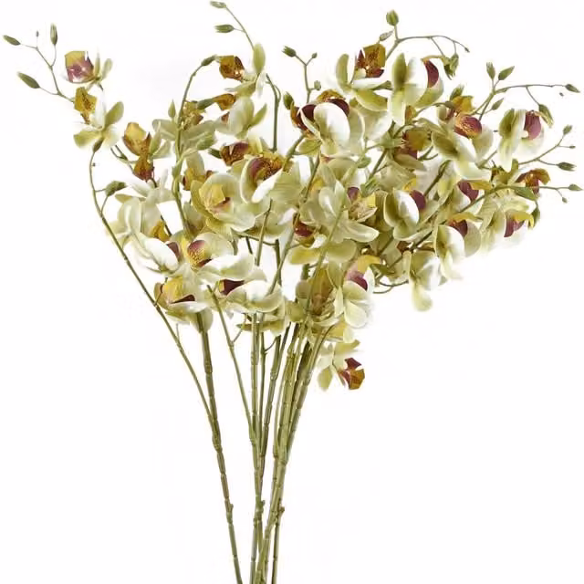 Pegdev Pack of 6 Pink and Beige Artificial Mini Orchid Stems, 80cm – 1
