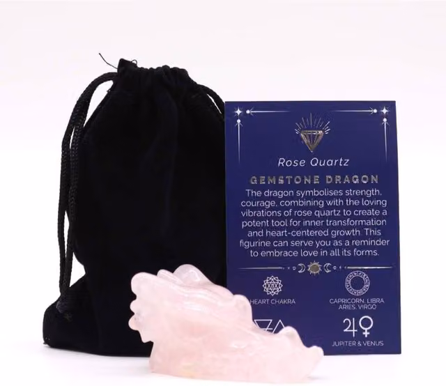 KDMD Rose Quartz Large Dragon Head Stone Sculpture in Pink