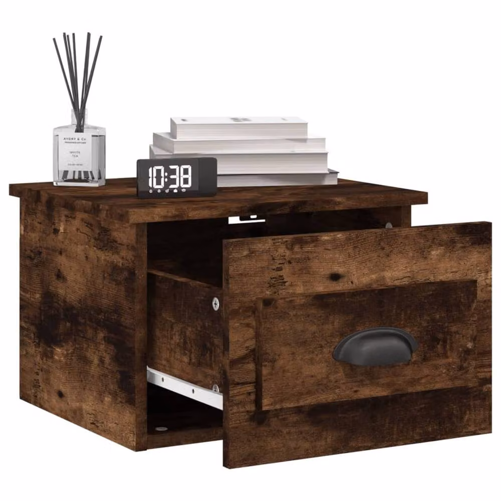Berkfield Home Elegant Wall-mounted Bedside Cabinet in Smoked Oak Brown, W/D/H: 41.5 x 36 x 28 cm – 3