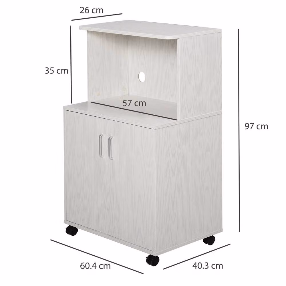 STILVORA Modern White Kitchen Appliance Housing Unit with Hinged Doors and Internal Shelves, W/D/H: 57.0 x 26.0 x 97.0 cm – 3