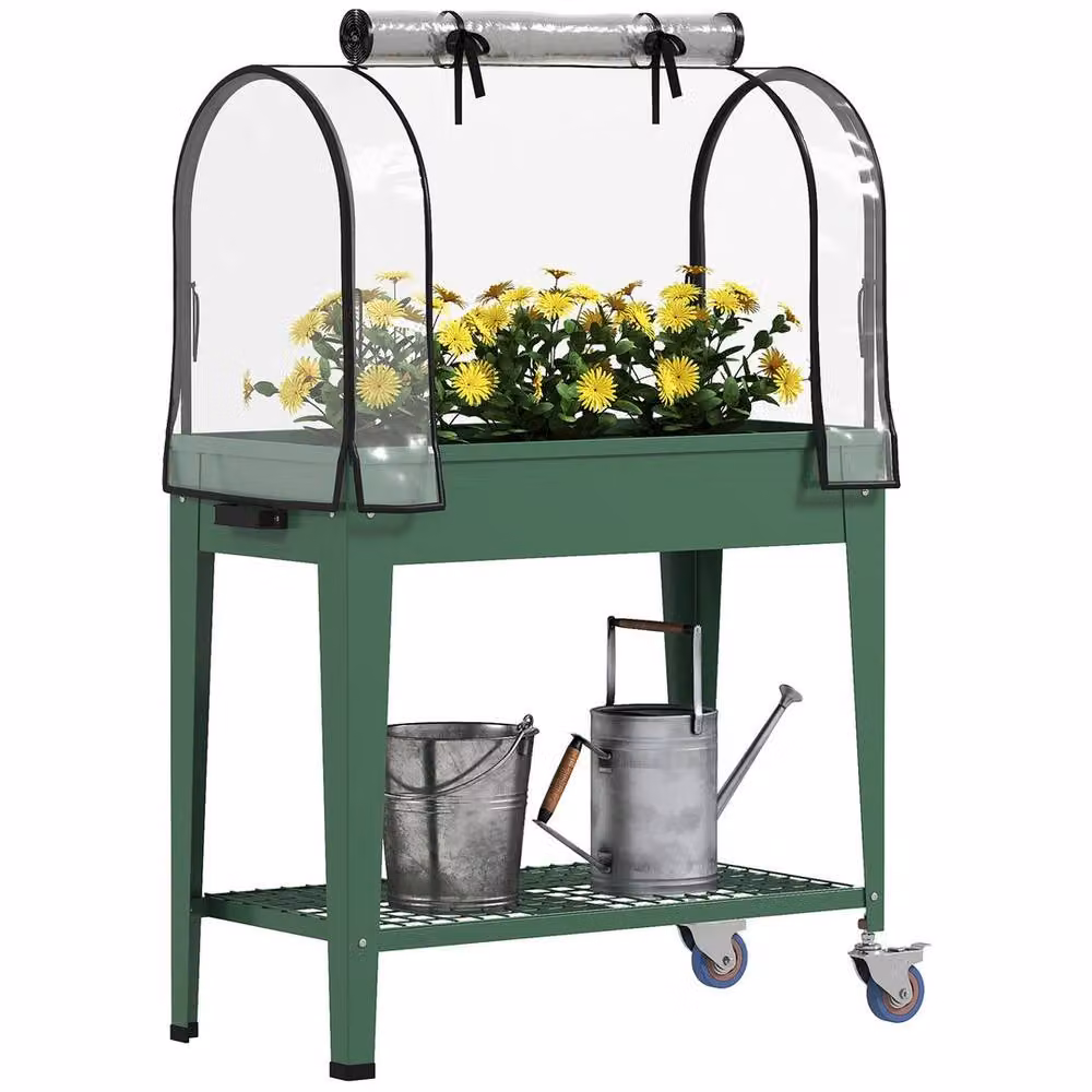 Kelvenix Raised Planter with Greenhouse Cover, Green, W/D/H: 120 x 80 x 40 cm – 3
