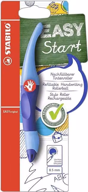 STABILO EASYoriginal Right-Handed Ergonomic Rollerball Pen in Blue