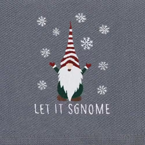 Velosso 3 Pack Christmas Tea Towel Set with Let It Sgnome Design, Absorbent Cotton Kitchen Towels in Green, Red and Grey – 4