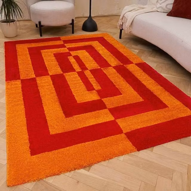 THE RUGS Joli Geometric Soft and Dense Pile Living Room and Bedroom Rug in Red, W: 80 cm, L: 150 cm – 1