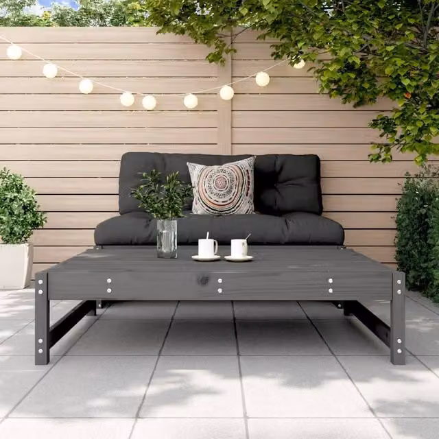 Berkfield Home Beautiful Garden Footstool in Grey, Solid Pine Wood, W: 120 cm, D: 84 cm, H: 30 cm – 1