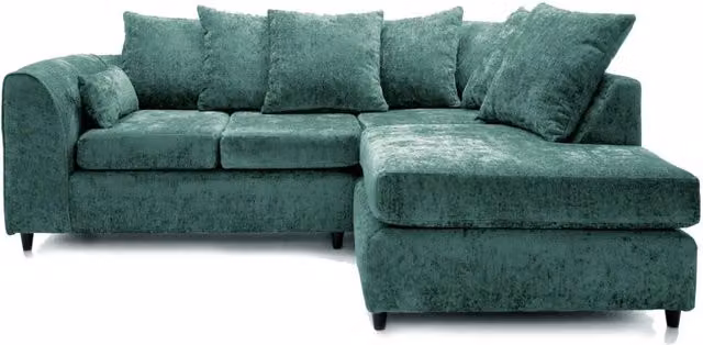 Furnishings For Less UK Monaco Chenille Fabric 3 to 4 Seater L Shaped Corner Sofa, Right Hand Facing, Teal