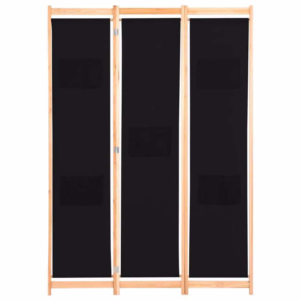 Berkfield Home Stylish 3-Panel Fabric Room Divider in Black, W/D/H: 120 x 4 x 170 cm – 3