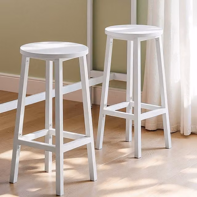 VASAGLE Set of 2 Modern White Bar Stools for Kitchen and Dining Rooms