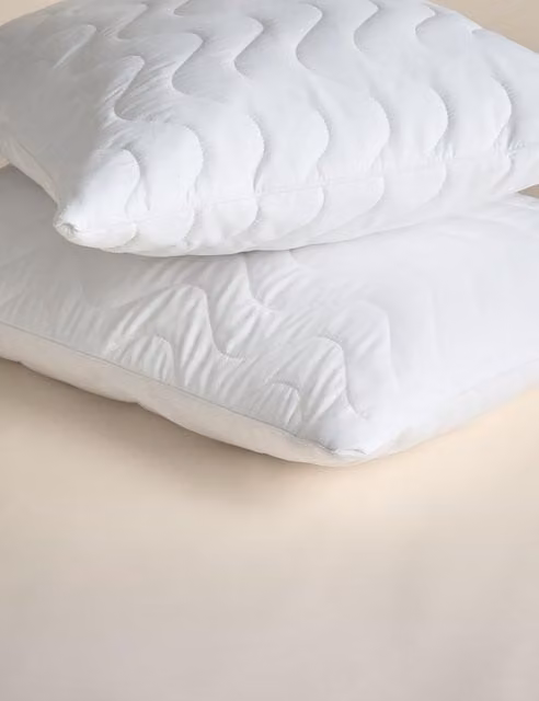 M&S 2 Pack White Medium Microfibre and Polyester Soft As Down Pillows