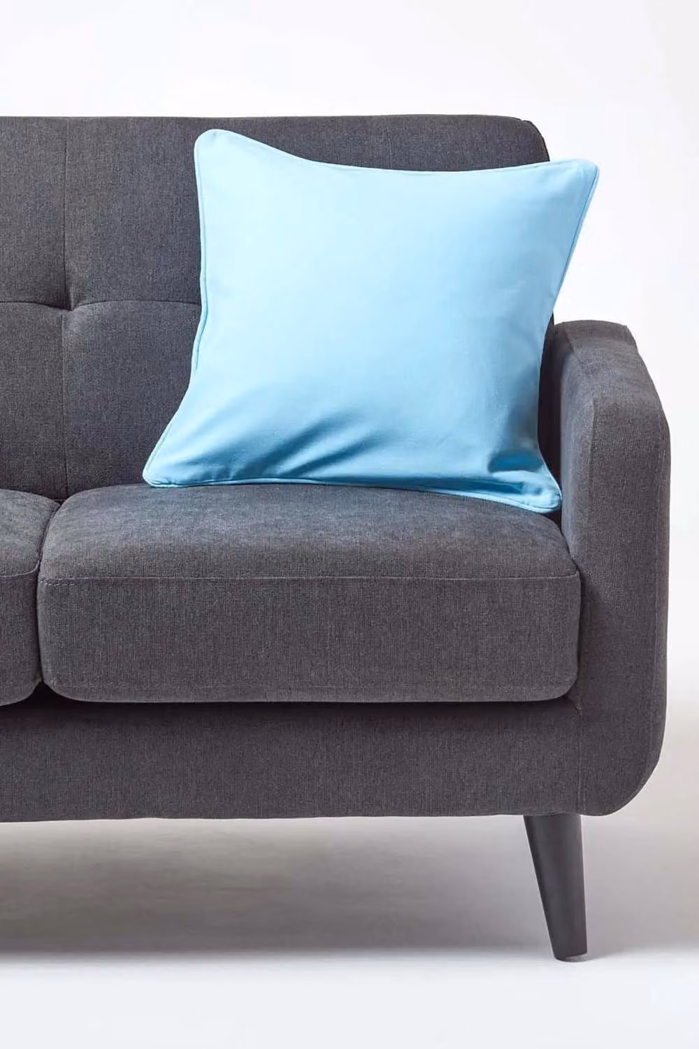 Homescapes Plain Blue Cotton Square Cushion Cover, W/D/H: 60 x 60 x 60 cm – 2