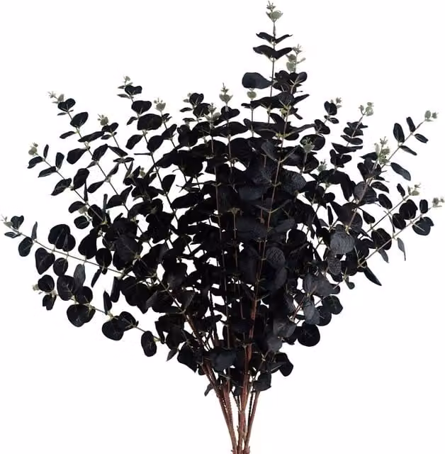 Pack of 6 Black Textile Eucalyptus Foliage Stems