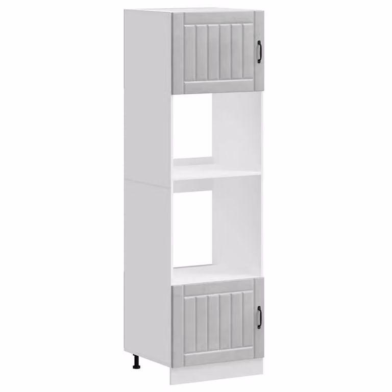 Berkfield Home Kalmar Oven Cabinets, 2 Piece Set in Concrete Grey Engineered Wood, W/D/H: 60.0 x 57.0 x 207.0 cm