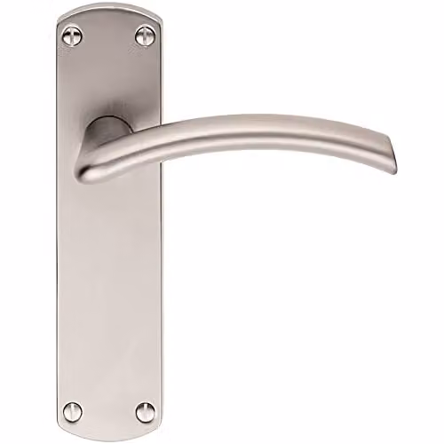 Loops Arched Lever on Latch Backplate Door Handle in Satin Chrome, W: 17.0 cm, H: 17.0 cm
