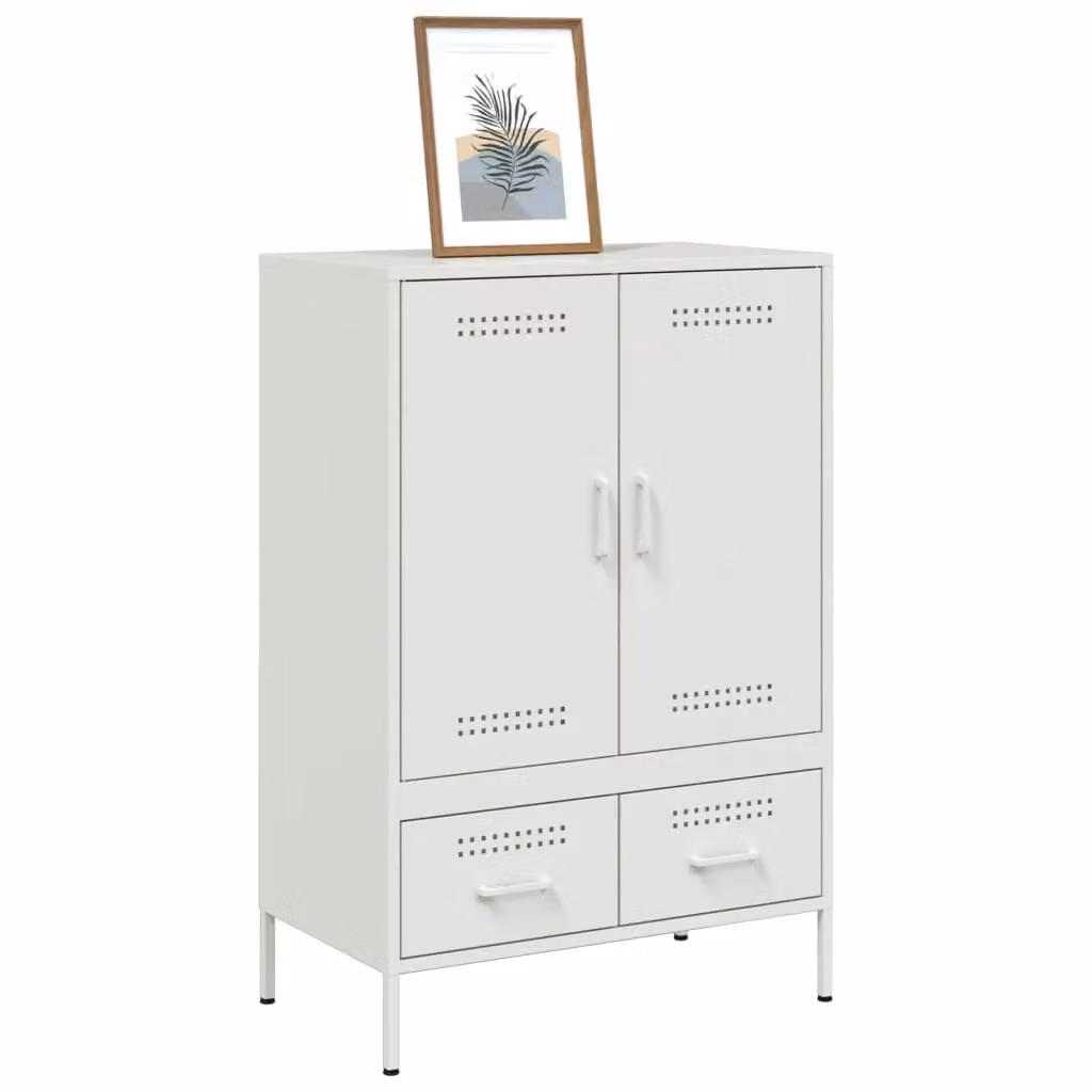 Berkfield Home White Steel Highboard W/D/H: 68 x 39 x 101.5 cm – 2