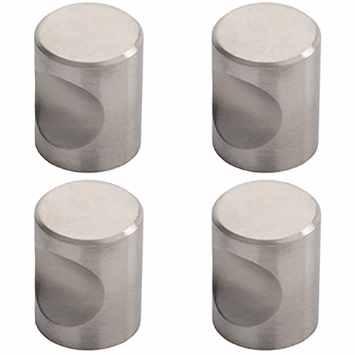 Loops 4 Pack Brushed Stainless Steel Cylindrical Cupboard Door Knobs in Silver – 1