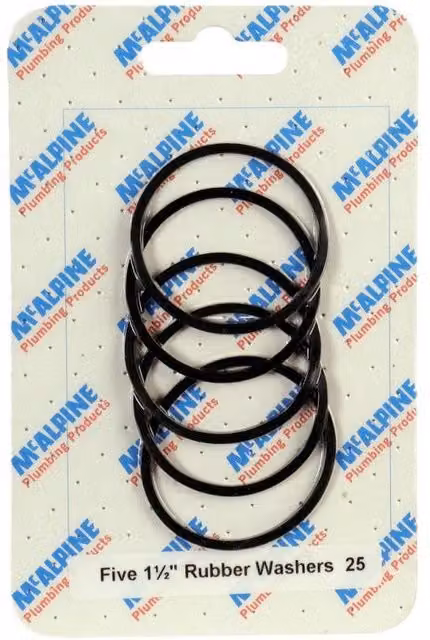 McAlpine CARD-25 Five Black Rubber Sealing Washers, 1.5 inch – 1