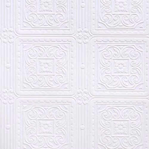 Brewster RD80000 Turner Tile Geometric Textured Vinyl Wallpaper, White, W: 20.9 cm, H: 53.08 cm