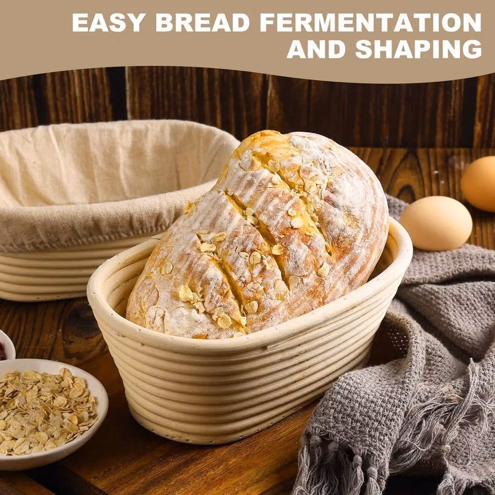 YnysTec Oval Sourdough Banneton Bread Proofing Basket in Beige, W: 17 cm, D: 12 cm, H: 8 cm – 3